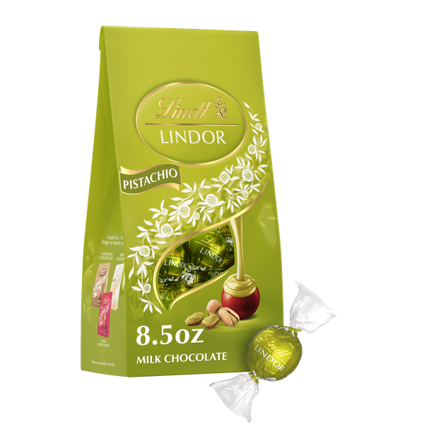 Lindt LINDOR Pistachio Milk Chocolate Candy Truffles, 8.5 oz. Bag