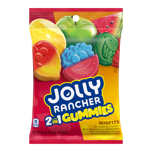 JOLLY RANCHER Gummies Misfits 2-in-1 Fruit Flavored Candy Bag, 6.5