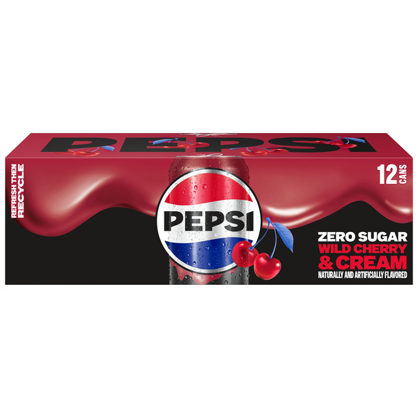 Pepsi Zero Sugar Soda Wild Cherry & Cream 12 Fl Oz, 12 Count | Hy