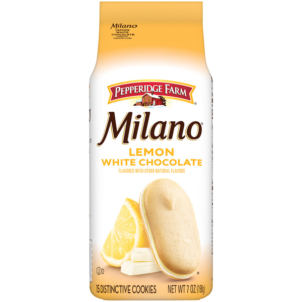 Pepperidge Farm Milano White Chocolate Lemon Flavored Cookies, 7