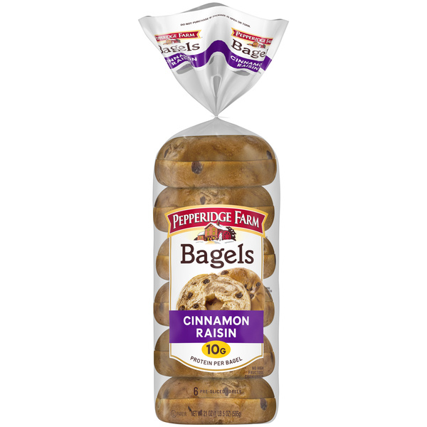 Pepperidge Farm Farmhouse Cinnamon Raisin Bagels, 21 Oz Bag, 6