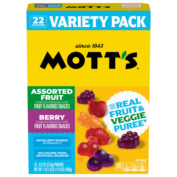 Mott's Assorted Fruit Flavored Snacks, Made with Real Fruit Puree