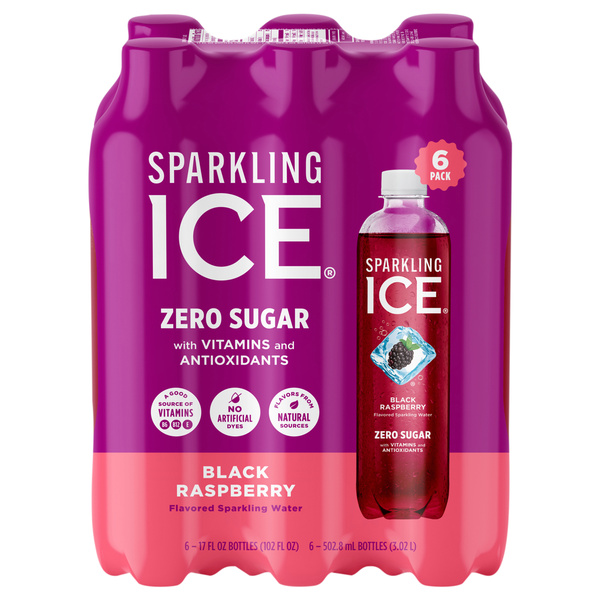 Sparkling ICE Sparkling Water, Black Raspberry, Zero Sugar, 6Pk