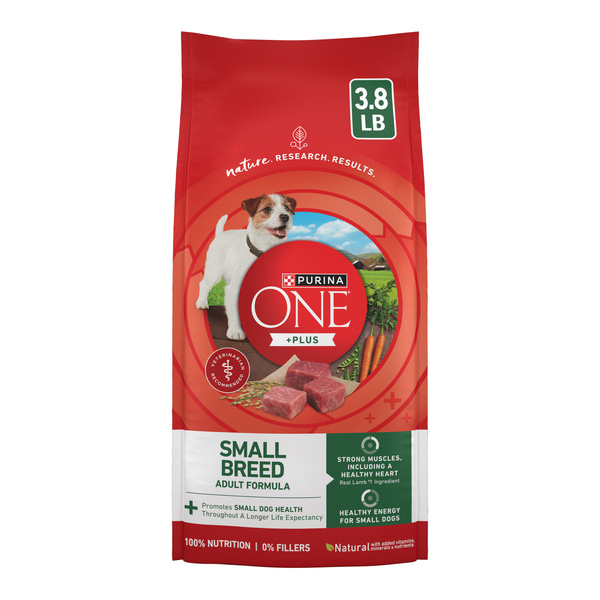 Vee Rice Purina ONE Plus Small Breed Adult Dog Food with Lamb and Rice, Dry Dog ...