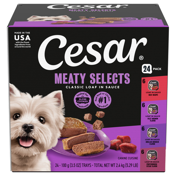Cesar Classic Loaf in Sauce Meaty Selects Canine Cuisine, 24-3.5