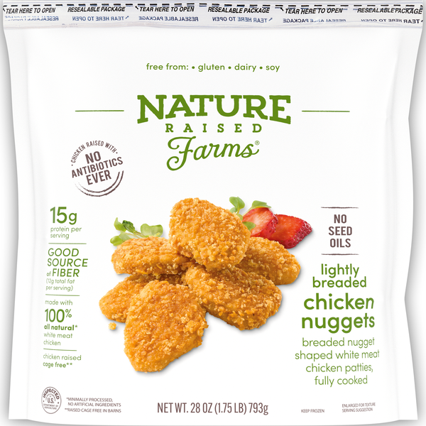 Nature Raised Farms Lightly Breaded Chicken Nuggets Fully Cooked