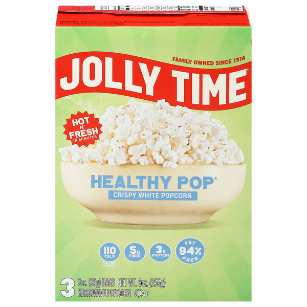 Jolly Time Healthy Pop Crispy White Microwave Popcorn 3 - 3 oz