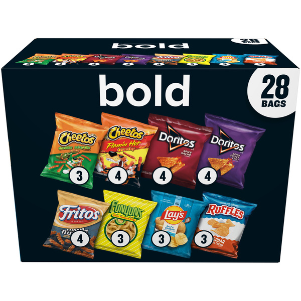 Frito Lay Snacks Bold Mix Variety Packs 27 1/4 Oz, 28 Count, image courtesy of Hy-Vee