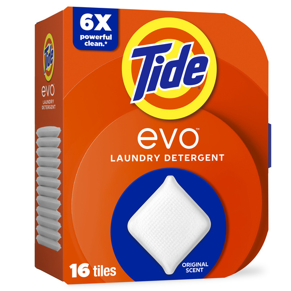 Tide evo Laundry Detergent Tiles, Original Tide Scent, 16 ct, No
