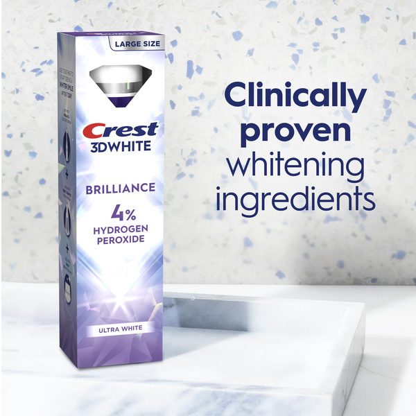 Crest 3D White Toothpaste, Brilliance, Ultra White, Large Size