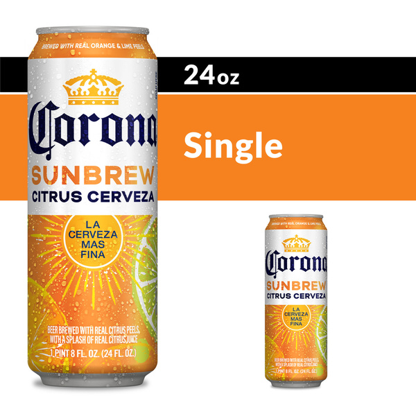 Corona Sunbrew Citrus Cerveza Mexican Import Beer, 24 oz. Can, 4.5