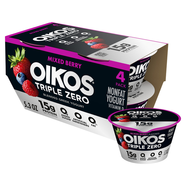 YO-HEY マスボ５枚 Oikos Triple Zero Mixed Berry High Protein Nonfat Greek Yogurt
