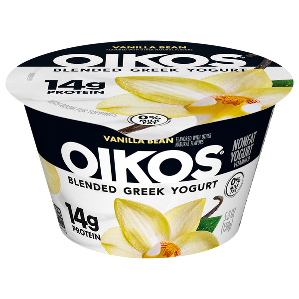 Oikos Blended Vanilla Bean 14g protein, Nonfat Greek Yogurt, 5.3