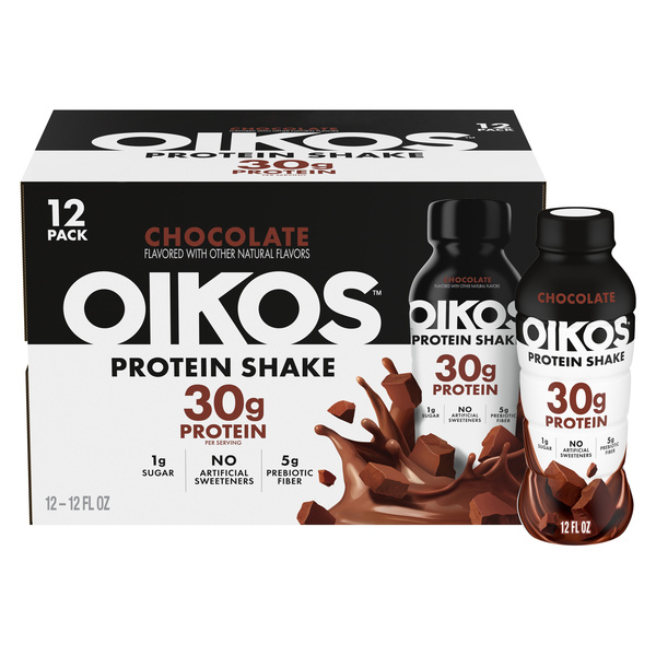 Oikos Chocolate Protein Shake, 12 fl. oz. (12 pack) | Hy-Vee