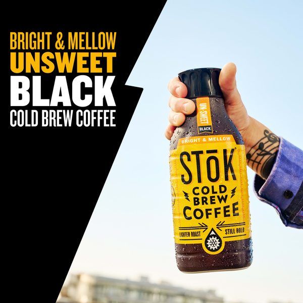 SToK Bright & Mellow Black Unsweetened Cold Brew Coffee Bottle, 48