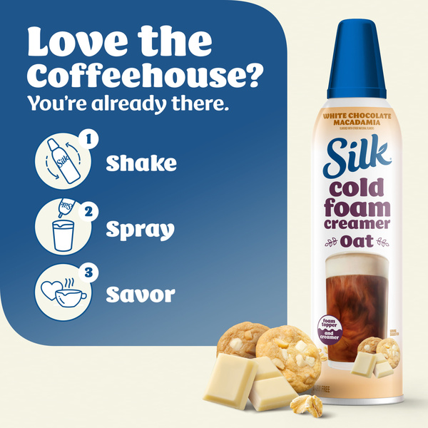 Silk Cold Foam Creamer, Oat, White Chocolate Macadamia, Dairy Free