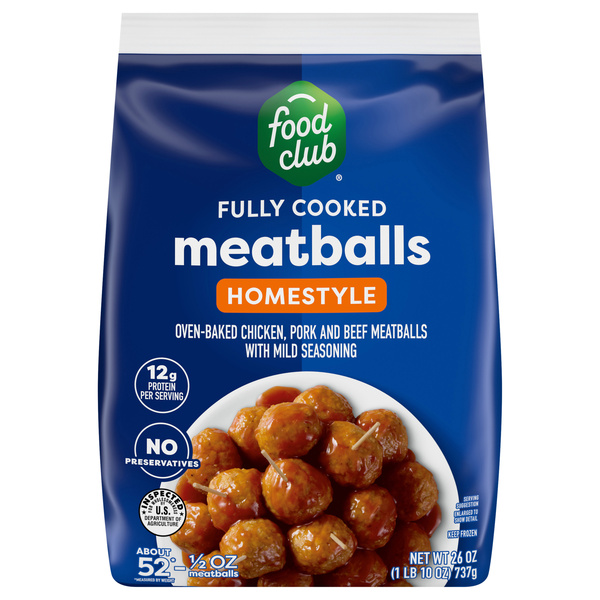 Food Club Fully Cooked Homestyle Meatballs 26 oz, image courtesy of Hy-Vee