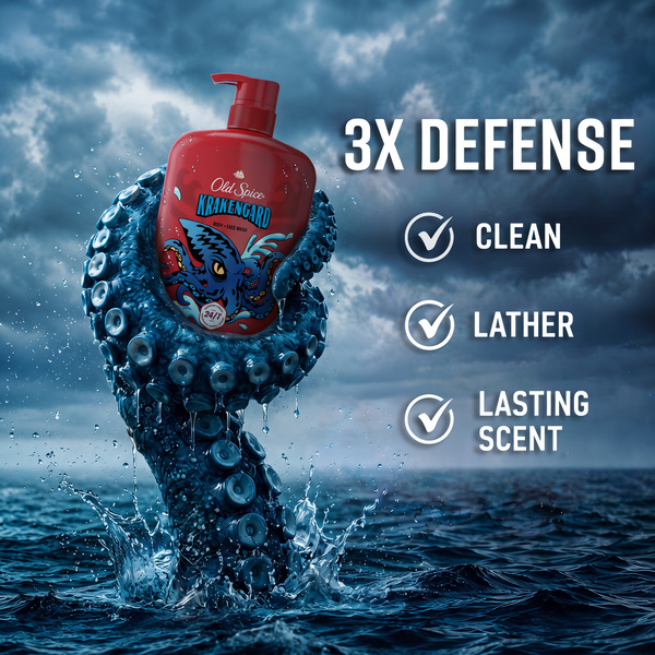 Old Spice Body & Face Wash for Men, Krakengard Deep Ocean, 24/7