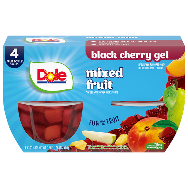 Dole Black Cherry Mixed Fruit in Gel 4 - 4.3oz Cups | Hy-Vee Dole Black Cherry Mixed Fruit in Gel 4 - 4.3oz Cups | Hy-Vee