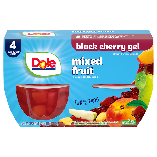 【宇田川】FRUITS26号 Dole Mixed Fruit In Black Cherry Gel 4 Count | Hy-Vee Aisles
