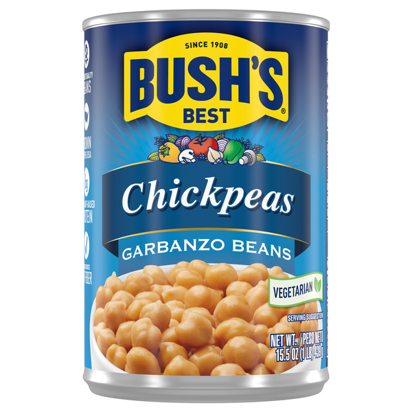 Bush's Chickpeas 15.5 oz, image courtesy of Hy-Vee