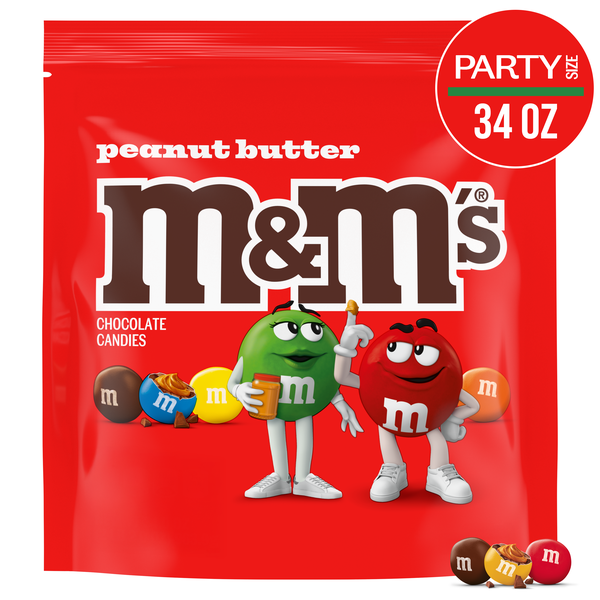 M&M'S Peanut Butter Milk Chocolate Candy, Party Size, 34 oz Bag