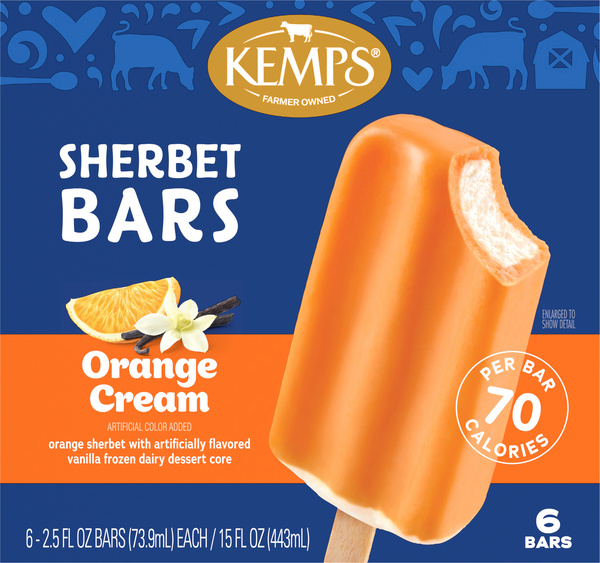 icecream88ページ Kemps Orange Cream Frozen Dairy Dessert Bars, 2.5 fl oz/6ct | Hy