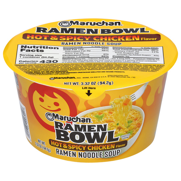 Maruchan Bowl Hot & Spicy Chicken Flavor Ramen Noodle Soup | Hy