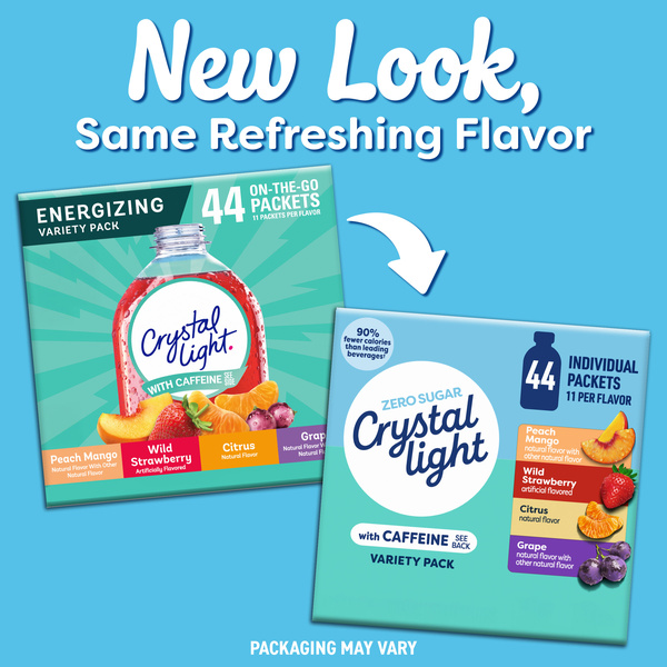 Crystal Light Energizing Drink Mix with Caffeine Variety Pack, 44