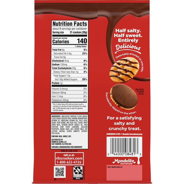 RITZ Fudge Crackers, Snacks For Kids And Adults, Party Snacks 8 oz