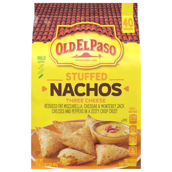 Old El Paso Nachos, Three Cheese, Stuffed, Mild Spice, 40Ct | Hy