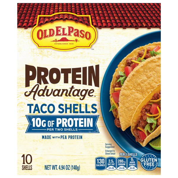 Old El Paso Protein Advantage Crunchy Taco Shells, 10g Protein