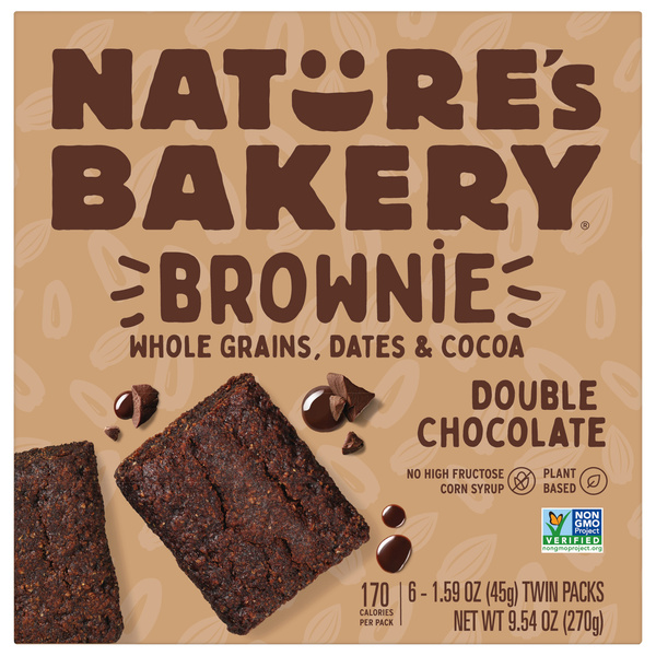 Nature's Bakery Double Chocolate Brownie Bars, Snack Bars, 6 Ct