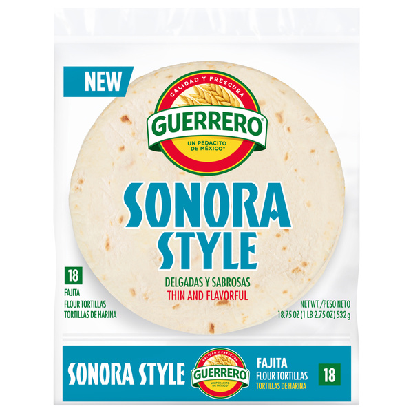 Guerrero Flour Tortillas, Soft Taco, Sonora Style, 20 Count, image courtesy of Hy-Vee