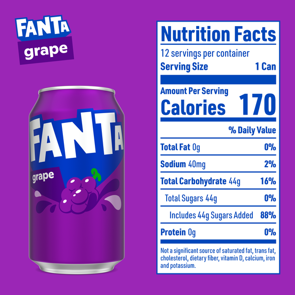 Fanta Grape Soda Soft Drink Fridge Pack Cans, 12 fl oz, 12 Pack