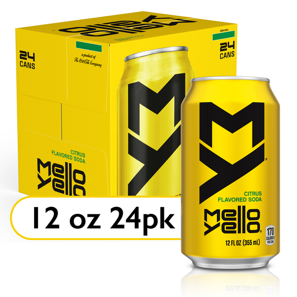 Mello Yello Citrus Soda Soft Drink Cans, 12 fl oz, 24 Pack | Hy