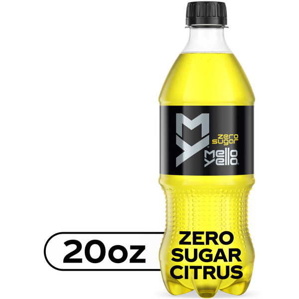 メロジョイ レモン Mello Yello Zero Sugar Citrus Soda Soft Drink Bottle, 20 fl oz