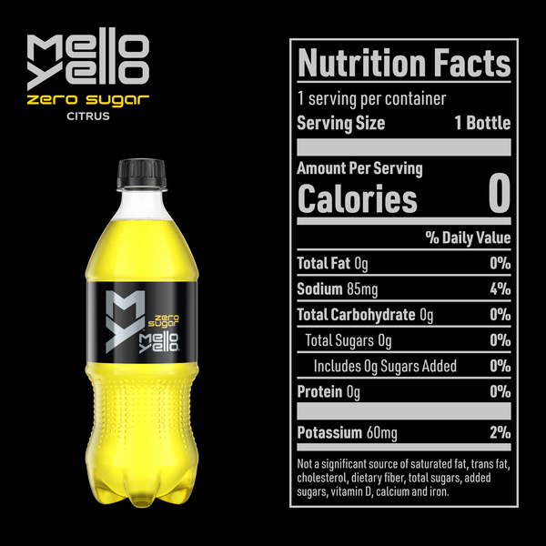 Mello Yello Zero Sugar Citrus Soda Soft Drink Bottle, 20 fl oz