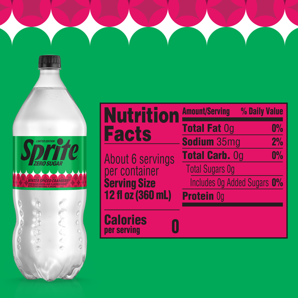 Sprite Zero Sugar Winter Spiced Cranberry Caffeine Free Soda Soft