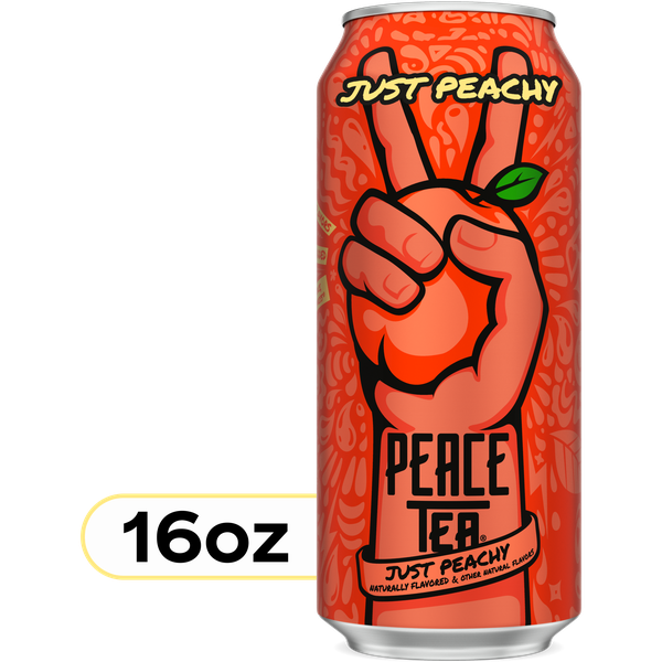 Peace Tea Just Peachy, Iced Tea with Natural Peach Flavor Can, 16