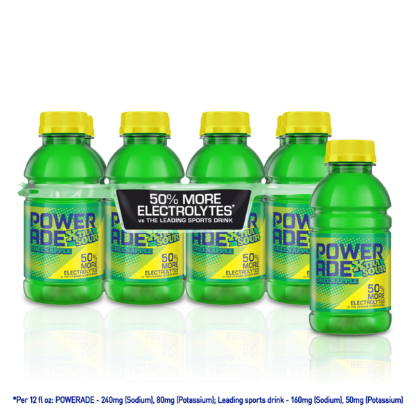 POWERADE XTRA SOUR Green Apple Electrolyte Sports Drink Bottles