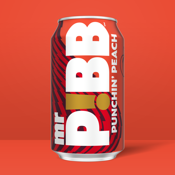 Mr. Pibb Punchin Peach Soda Soft Drink Fridge Pack Cans, 12 fl oz