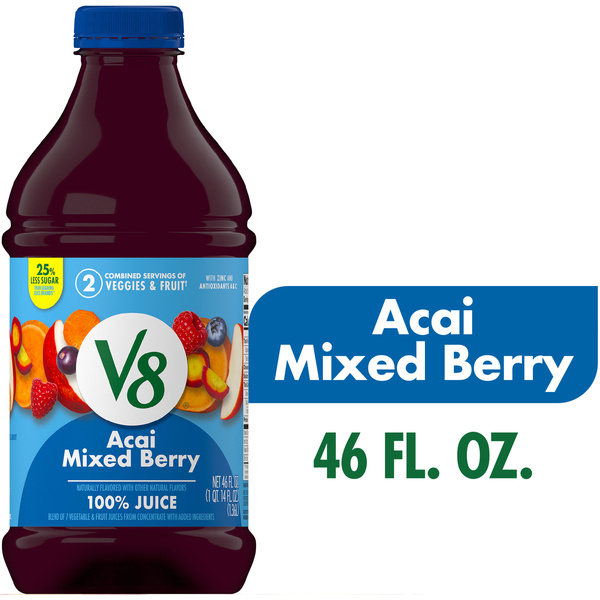 V8 Acai Mixed Berry 100% Fruit and Vegetable Juice, 46 fl oz
