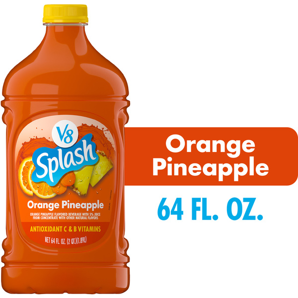 V8 Splash Orange Pineapple Flavored Beverage, 64 fl oz Bottle | Hy