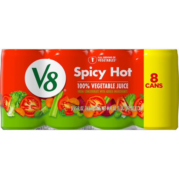 V8 Spicy Hot 100% Vegetable Juice, 5.5 fl oz Can (8 Pack) | Hy-Vee