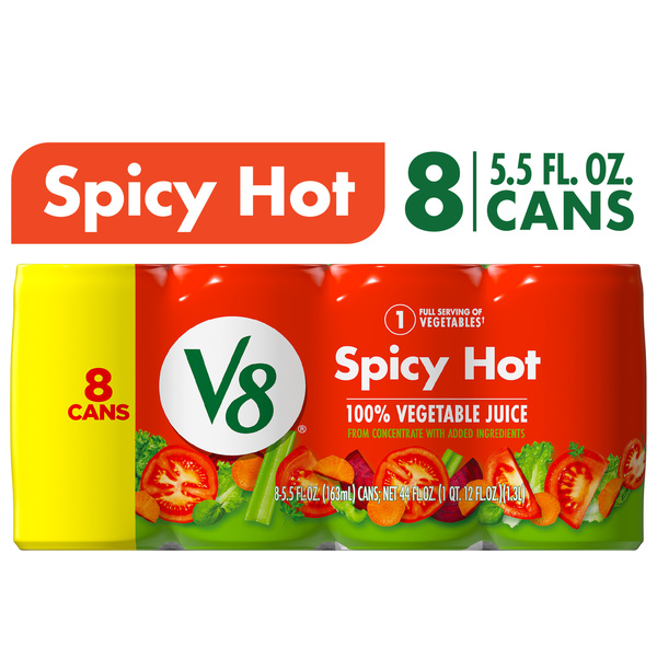 V8 Spicy Hot 100% Vegetable Juice, 5.5 fl oz Can (8 Pack) | Hy-Vee