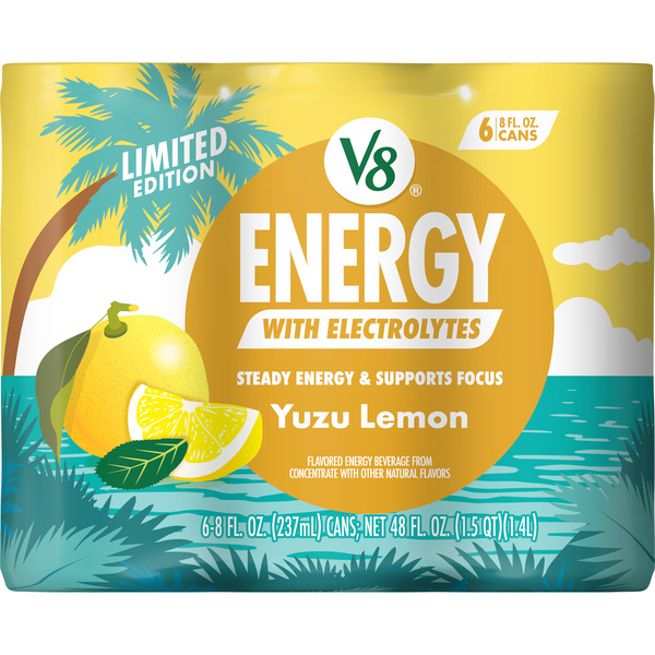 V8 Energy Yuzu Lemon Energy Drink, 8 fl oz Can, 6 pack | Hy-Vee