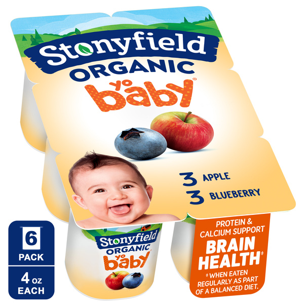 Stonyfield Organic YoBaby Apple & Blueberry Whole Milk Baby Yogurt