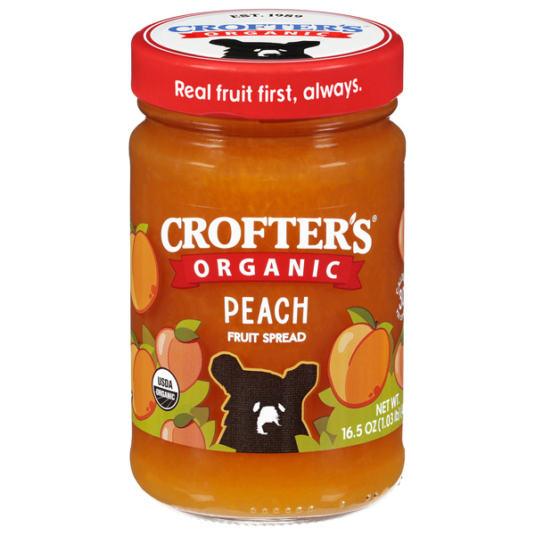Crofter's Organic Peach Fruit Spread 16.5 oz, image courtesy of Hy-Vee