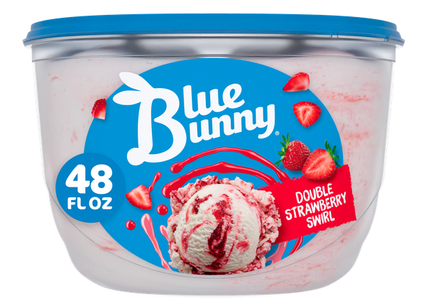 ハートのXmasデザインとバラ模様うさぎさん♡アイスブルー Blue Bunny Premium Double Strawberry Swirl Frozen Dessert, 48 fl